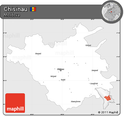 Silver Style Simple Map of Chisinau, single color outside