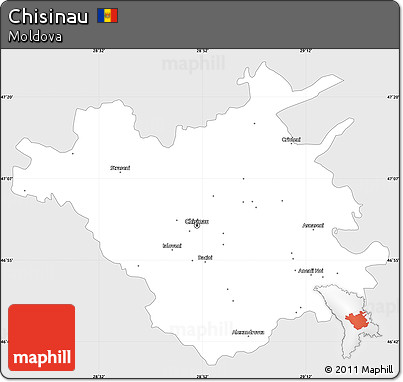 Silver Style Simple Map of Chisinau, single color outside