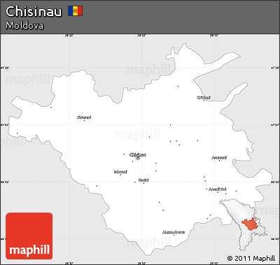 Silver Style Simple Map of Chisinau, single color outside