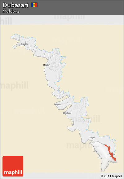 Classic Style 3D Map of Dubasari, single color outside