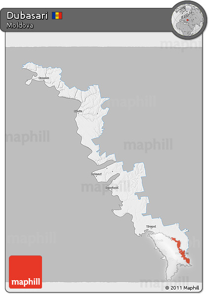 Gray 3D Map of Dubasari, single color outside
