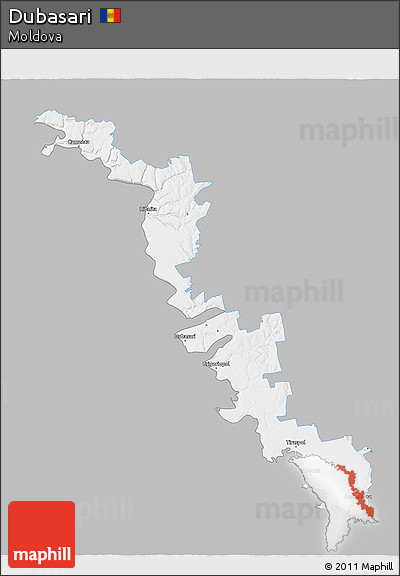 Gray 3D Map of Dubasari, single color outside