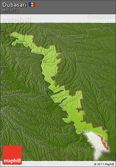 Physical 3D Map of Dubasari, darken