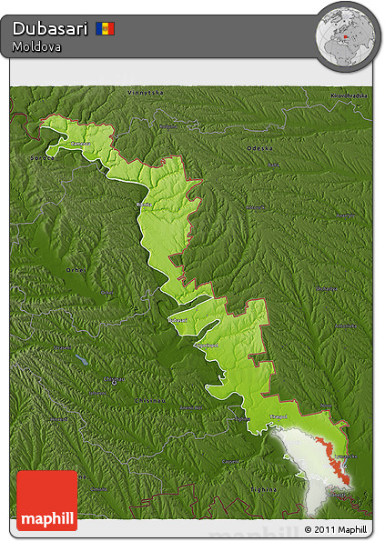 Physical 3D Map of Dubasari, darken