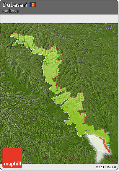 Physical 3D Map of Dubasari, darken