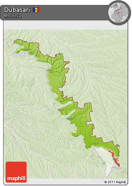 Physical 3D Map of Dubasari, lighten