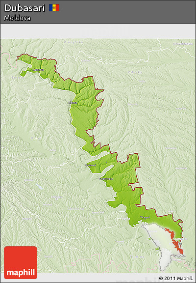 Physical 3D Map of Dubasari, lighten
