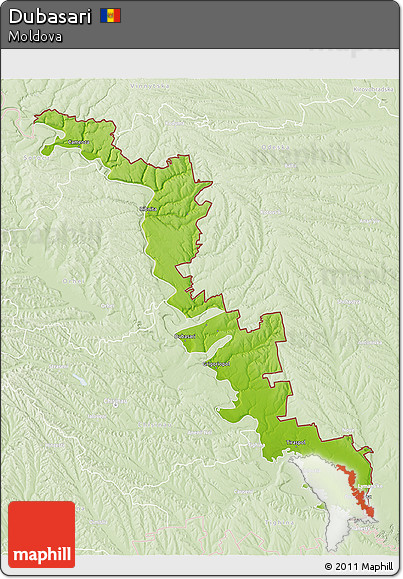 Physical 3D Map of Dubasari, lighten