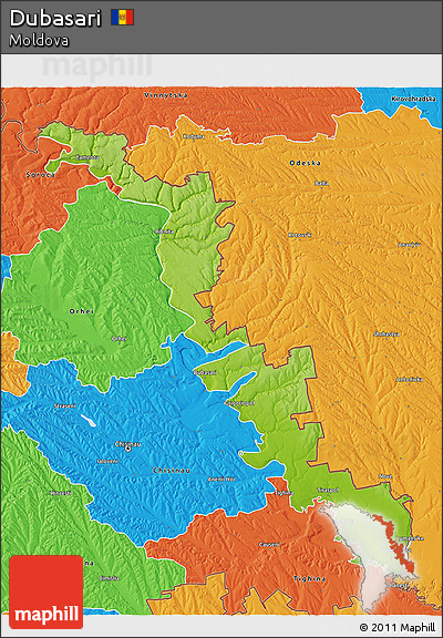 Physical 3D Map of Dubasari, political outside