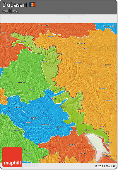 Physical 3D Map of Dubasari, political outside
