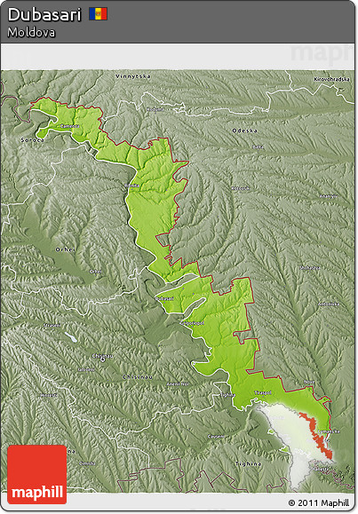 Physical 3D Map of Dubasari, semi-desaturated