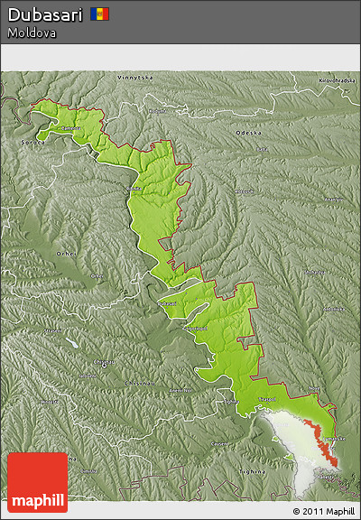 Physical 3D Map of Dubasari, semi-desaturated