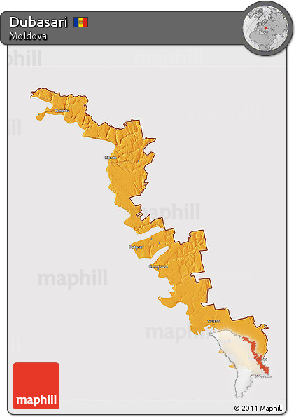 Political 3D Map of Dubasari, cropped outside