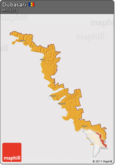 Political 3D Map of Dubasari, cropped outside