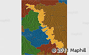 Political 3D Map of Dubasari, darken