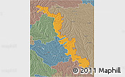 Political 3D Map of Dubasari, semi-desaturated