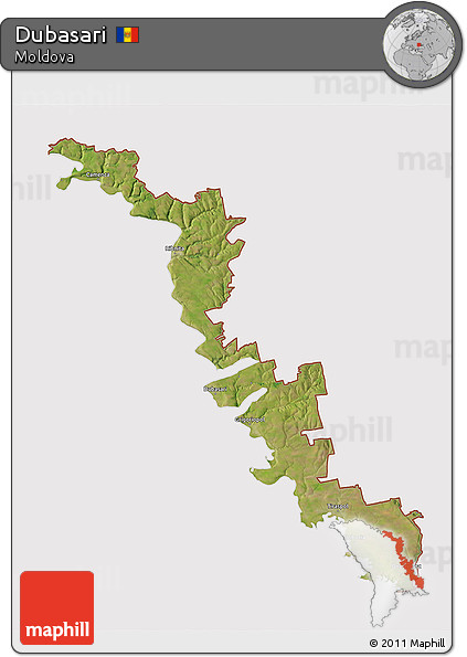 Satellite 3D Map of Dubasari, cropped outside
