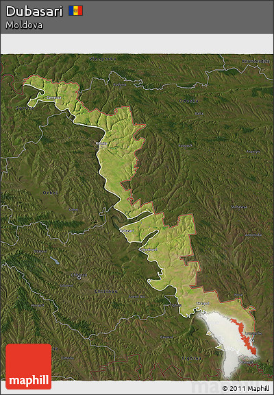 Satellite 3D Map of Dubasari, darken
