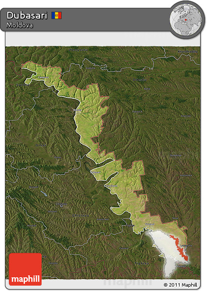 Satellite 3D Map of Dubasari, darken