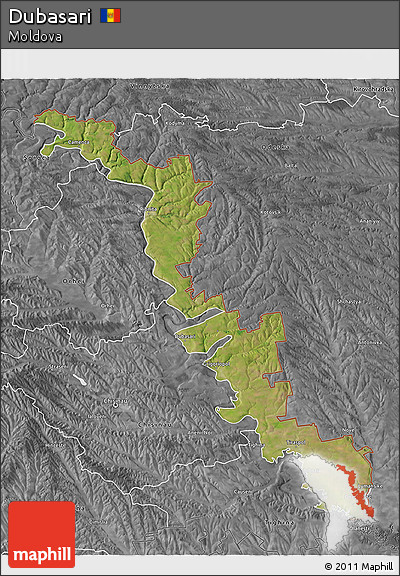 Satellite 3D Map of Dubasari, desaturated