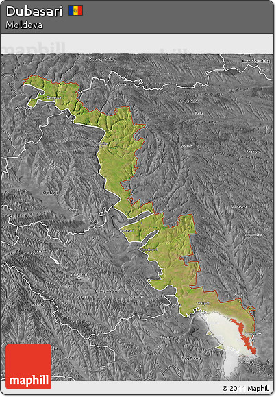 Satellite 3D Map of Dubasari, desaturated