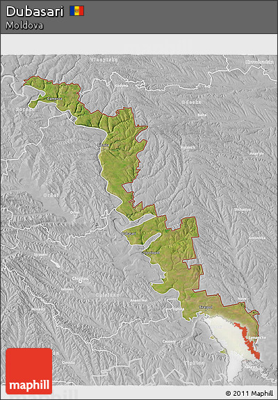 Satellite 3D Map of Dubasari, lighten, desaturated