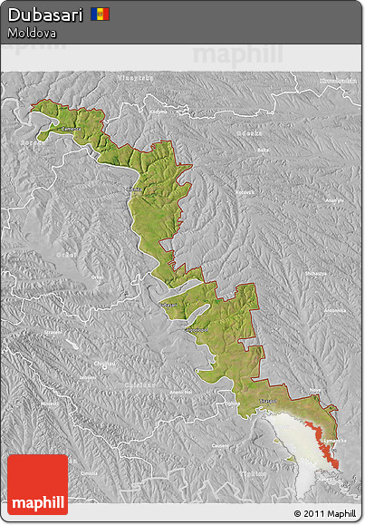 Satellite 3D Map of Dubasari, lighten, desaturated