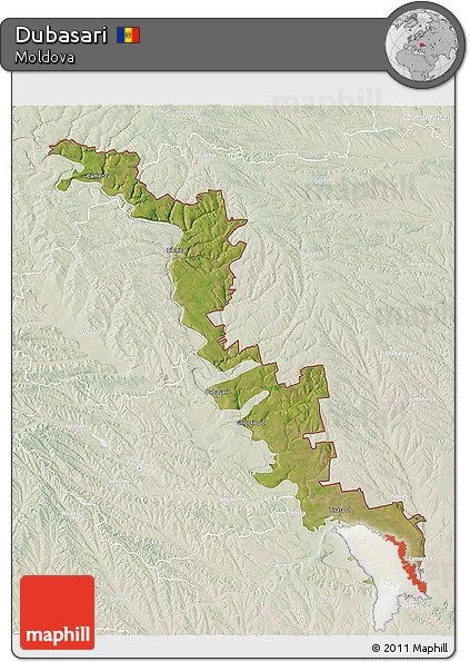 Satellite 3D Map of Dubasari, lighten