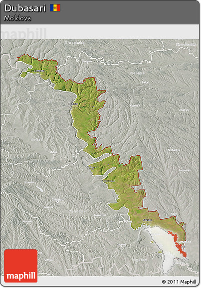 Satellite 3D Map of Dubasari, lighten, semi-desaturated