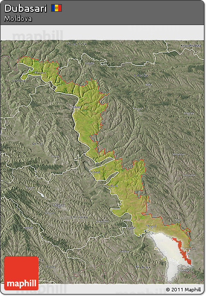 Satellite 3D Map of Dubasari, semi-desaturated