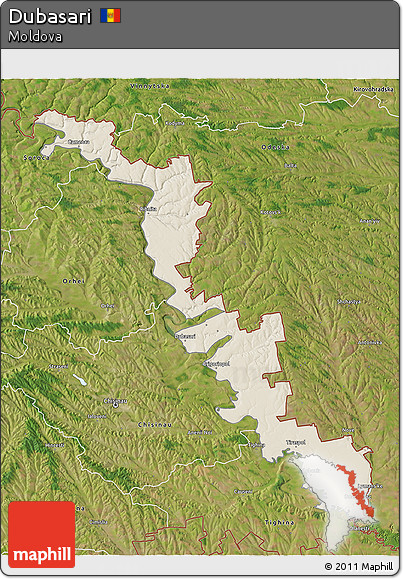 Shaded Relief 3D Map of Dubasari, satellite outside