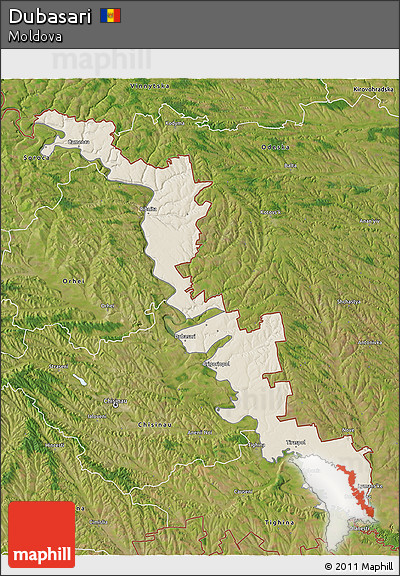 Shaded Relief 3D Map of Dubasari, satellite outside