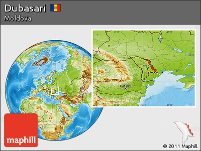 Physical Location Map of Dubasari, within the entire country