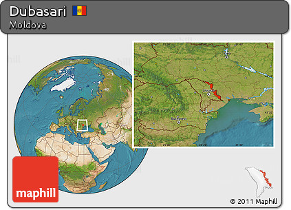 Satellite Location Map of Dubasari, within the entire country