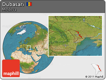 Satellite Location Map of Dubasari, within the entire country