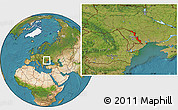 Satellite Location Map of Dubasari, within the entire country