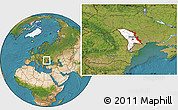 Satellite Location Map of Dubasari, highlighted country, within the entire country