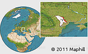 Satellite Location Map of Dubasari, highlighted country