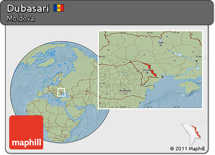 Savanna Style Location Map of Dubasari, hill shading