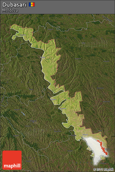 Satellite Map of Dubasari, darken