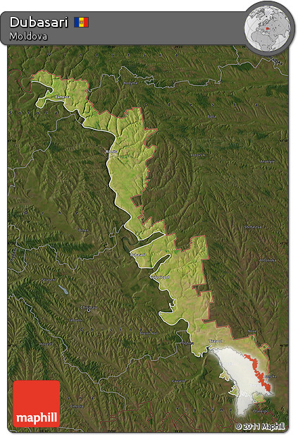 Satellite Map of Dubasari, darken
