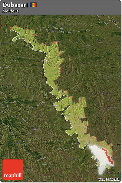 Satellite Map of Dubasari, darken