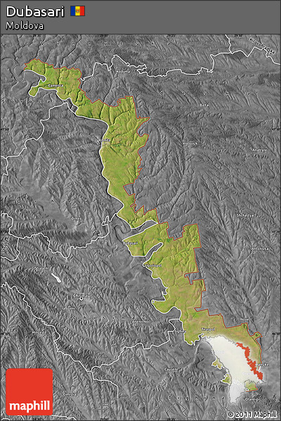 Satellite Map of Dubasari, desaturated