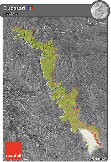 Satellite Map of Dubasari, desaturated
