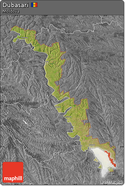 Satellite Map of Dubasari, desaturated