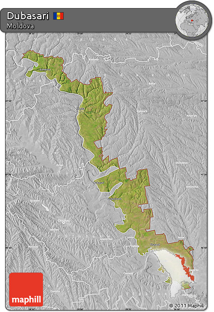 Satellite Map of Dubasari, lighten, desaturated