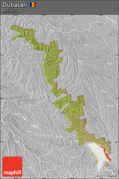 Satellite Map of Dubasari, lighten, desaturated
