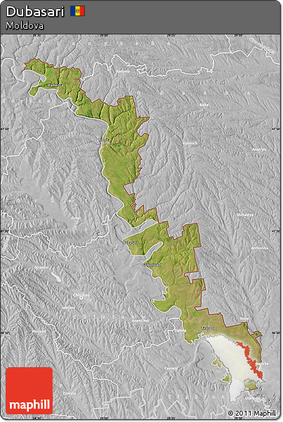 Satellite Map of Dubasari, lighten, desaturated