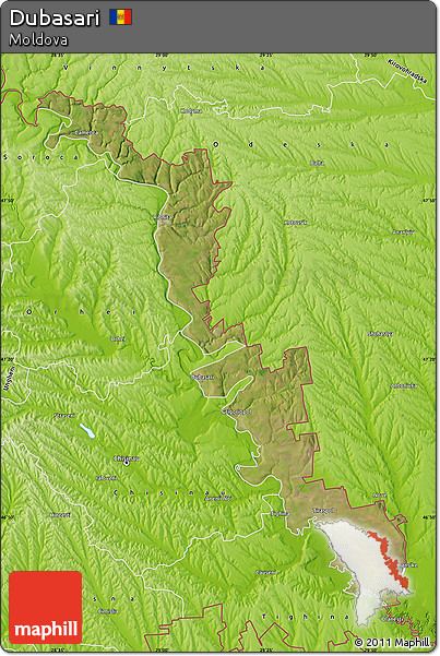 Satellite Map of Dubasari, physical outside
