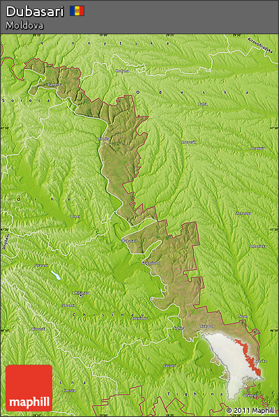 Satellite Map of Dubasari, physical outside